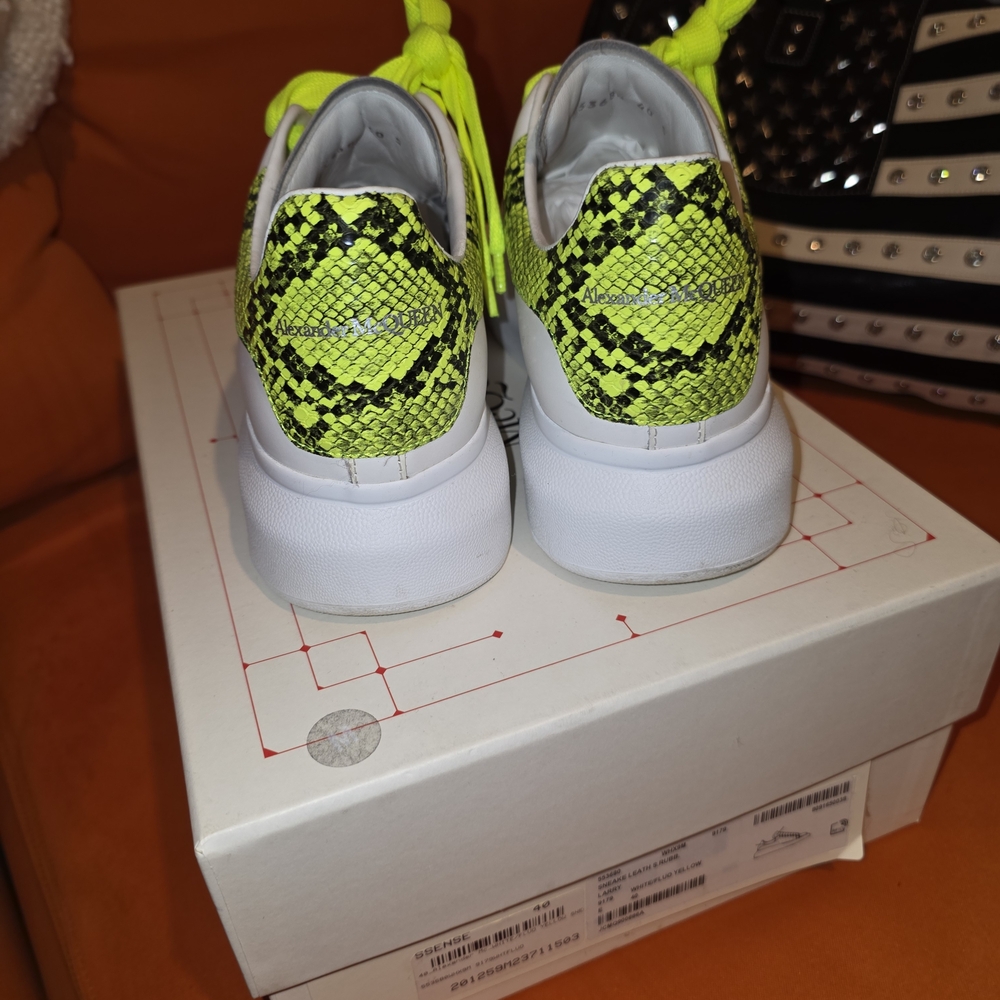 Alexander McQueen Neon Yellow Snake Print Sneakers
